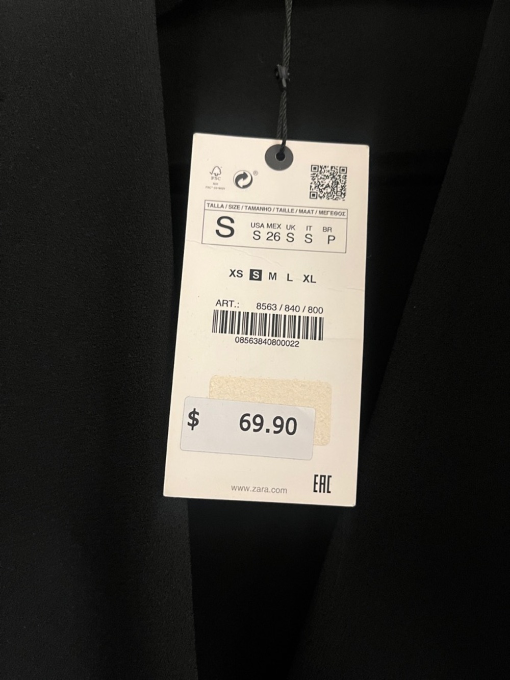 Zara Black Twist-Waist Long Sleeve Dress - Picture 3 of 3